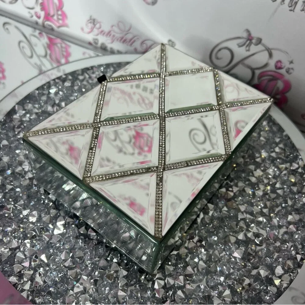 Jewelery box rhinestone bling Elegant Mirrored Jewelry Box with Crystal Accents